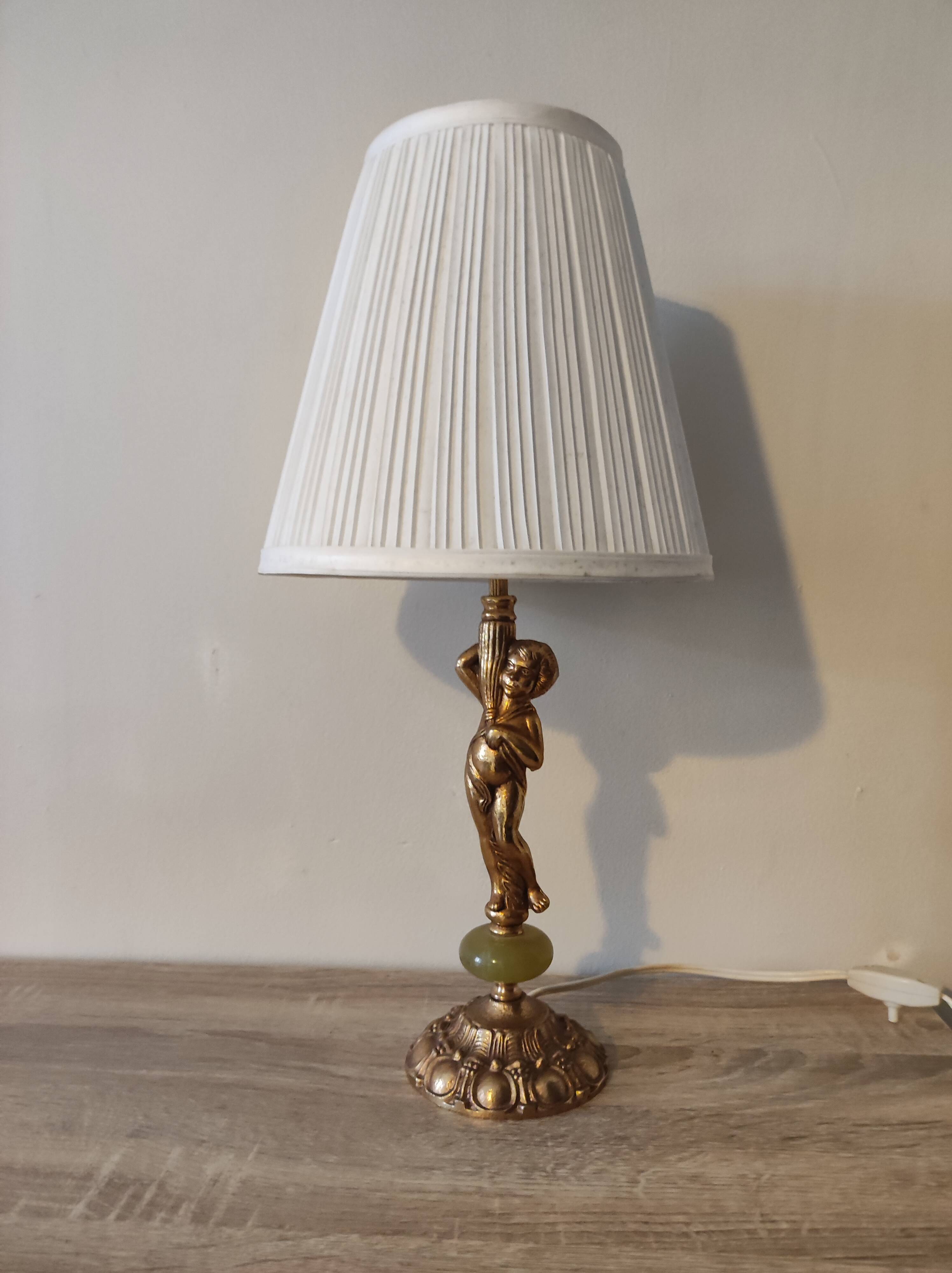 Lamp foot bronze angel cherub