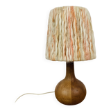 Wooden ball lamp with wool lampshade, 1960s