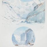 René LEVERD: Switzerland, Harmony of the Heights, original signed watercolor