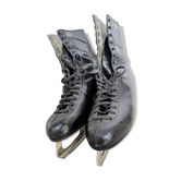 Patins à glace vintage Alain Giletti en cuir noir