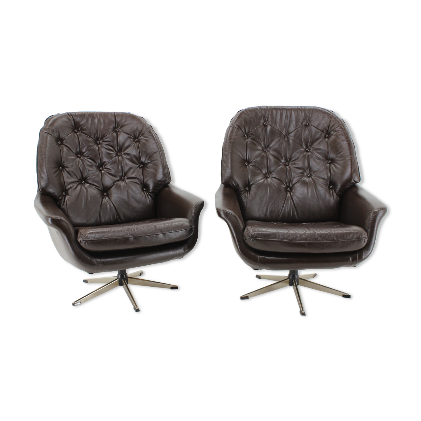 1970s Leatherette Swivel Lounge Chair