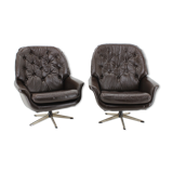 1970s Leatherette Swivel Lounge Chair