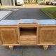 Renovated art deco sideboard in raw solid oak and gray marble 200cm