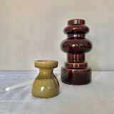 Vintage large 70's Steuler Ceramic Germany 288/25 Cari Zalloni Design Candle Holder dark brown