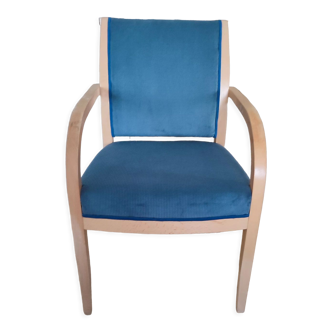 Blue velvet armchair