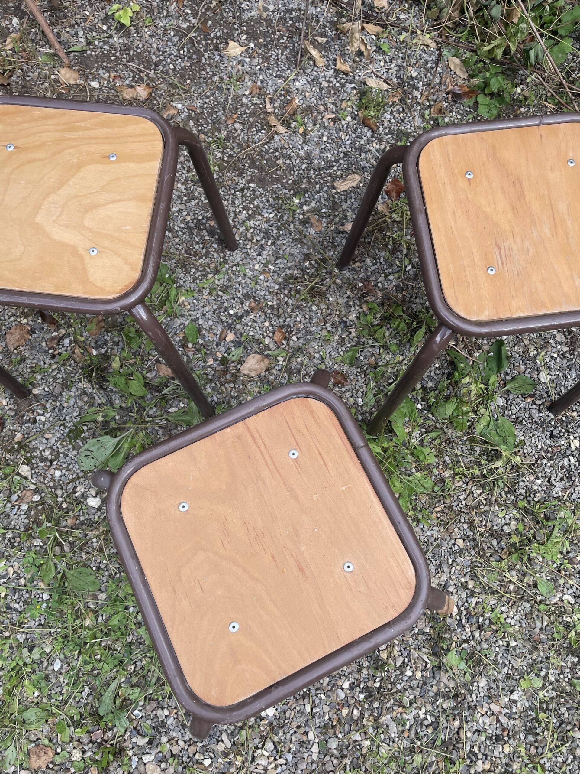 Three workshop stools
