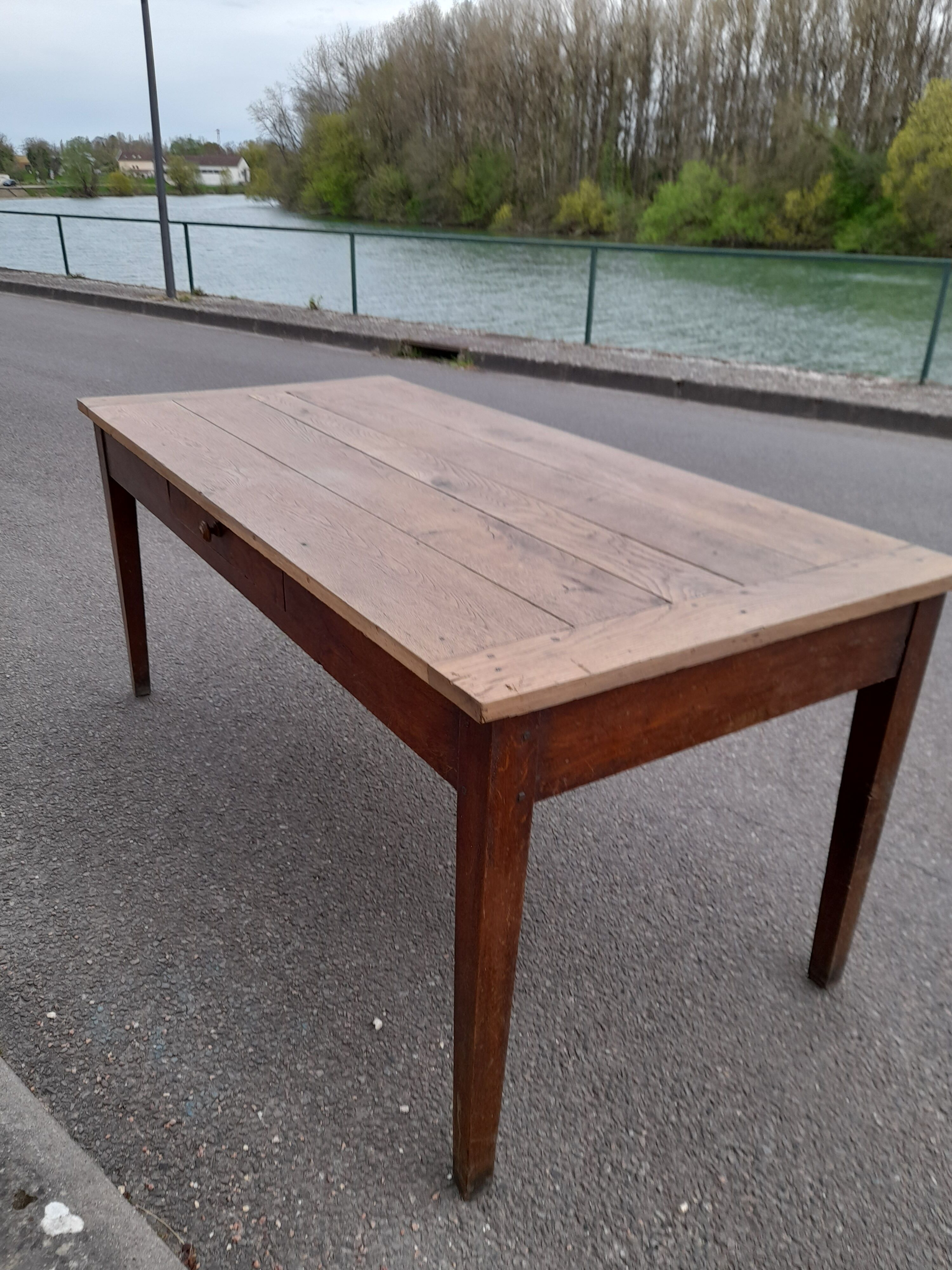 Old farm table 1900 in oak -1m67