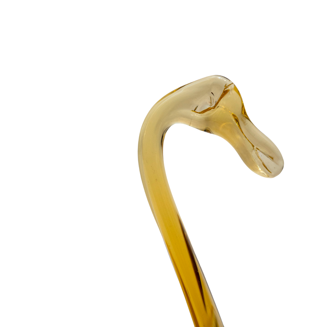 Pair of amber glass swans