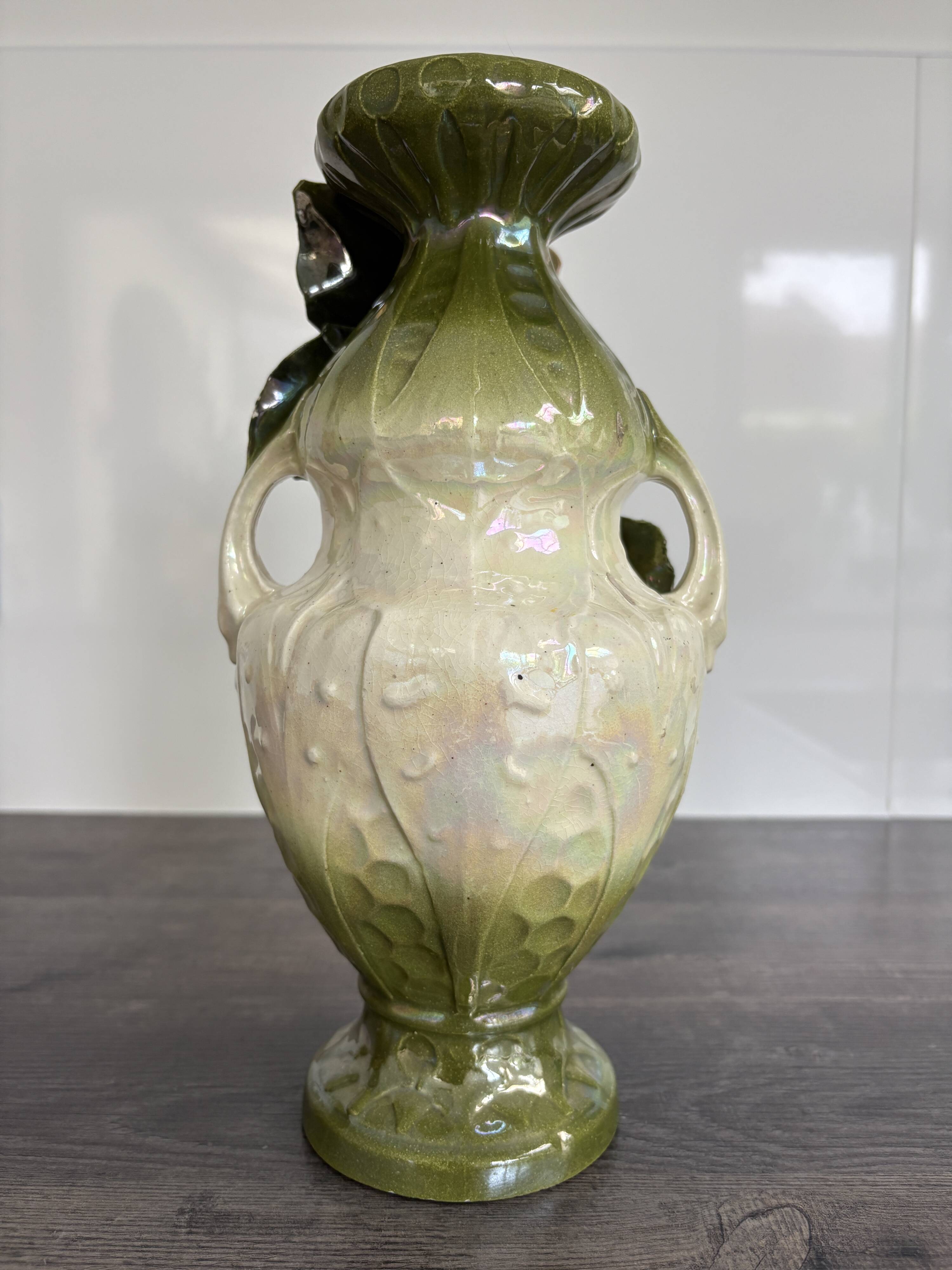 Art Nouveau ceramic vase – fruit and flower decoration