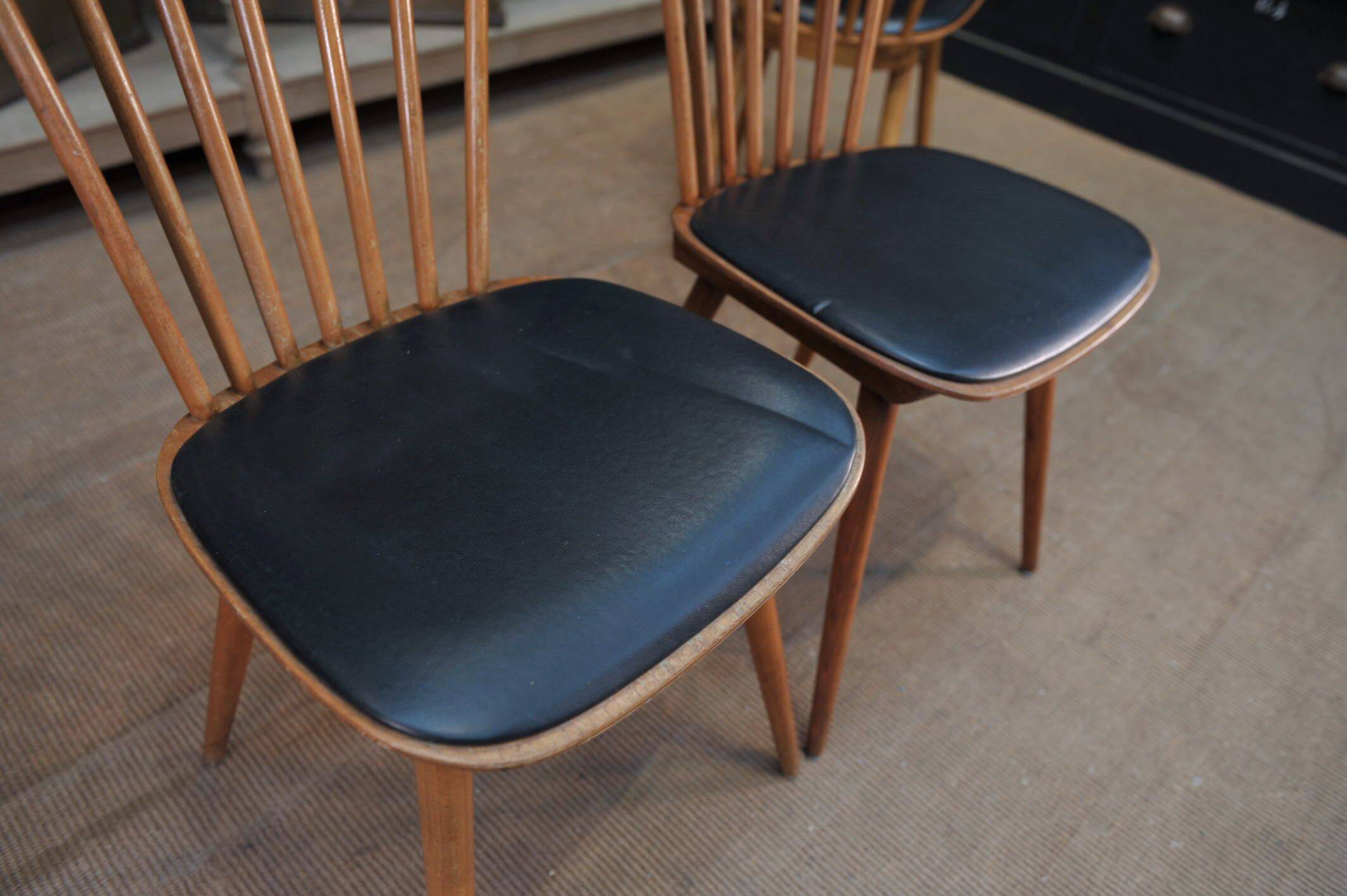 Lot of 4 Antique Bistro Chairs BAUMANN FRANCE 1960