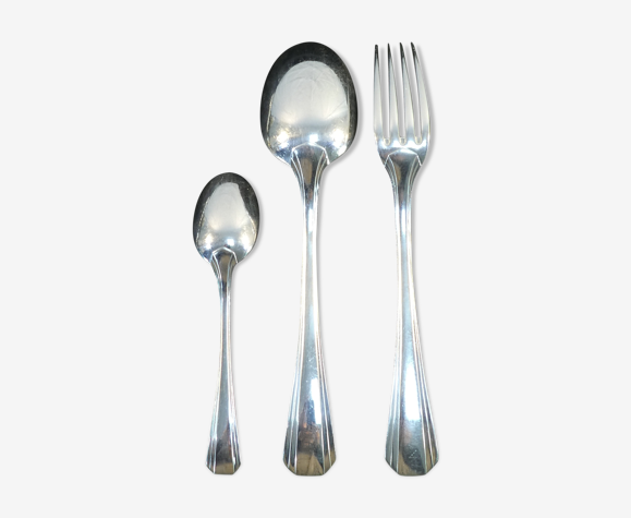 Menagere Christofle en metal argenté art deco modele boreal par luc lanel