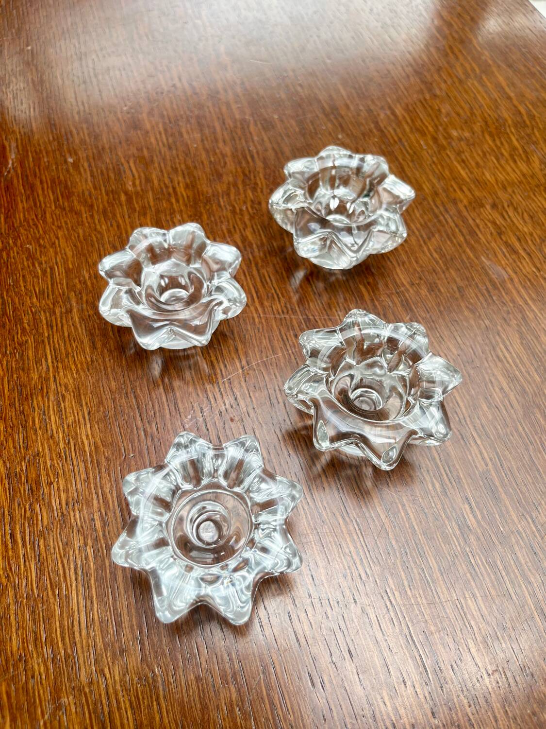 4 glass candle holders