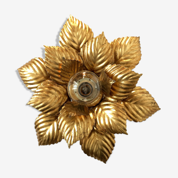 Masca floral wall lamp, metal with gold leaf, 1970