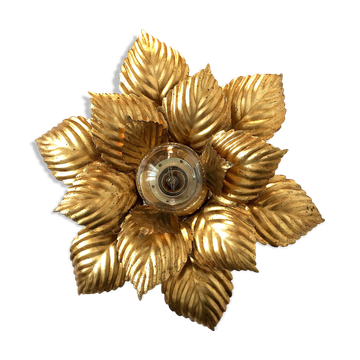 Masca floral wall lamp, metal with gold leaf, 1970