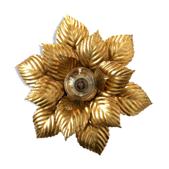 Masca floral wall lamp, metal with gold leaf, 1970