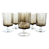 Set of 6 smoked digestive glasses - Vintage 70s style
