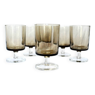 Set of 6 smoked digestive glasses - Vintage 70s style