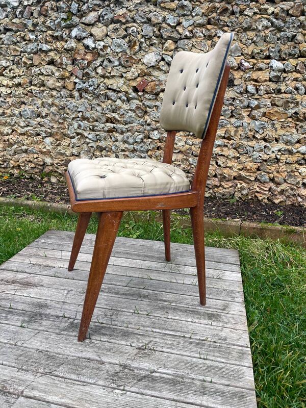 Chaise vintage 50 soie taupe
