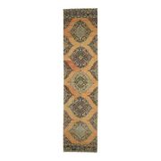 Vintage Turkish Oushak Handmade Wool Cotton Orange Runner Rug 90x373