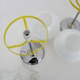 Pair of Space Age table lamps in chromed metal with opaline globe. 1970s