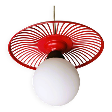 Mid-Century Kitchen Table Hanging Lamp in Red Plastic, 1960s