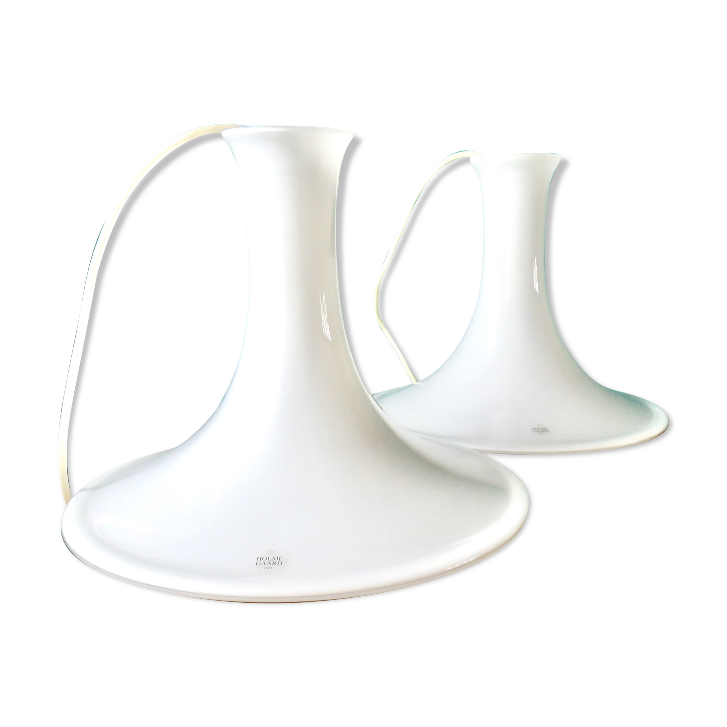 Paire de suspensions en opaline "Holmegaard" Danemark 1965