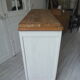 Art Deco buffet patinated pearl grey waxed finish, raw wooden tray.