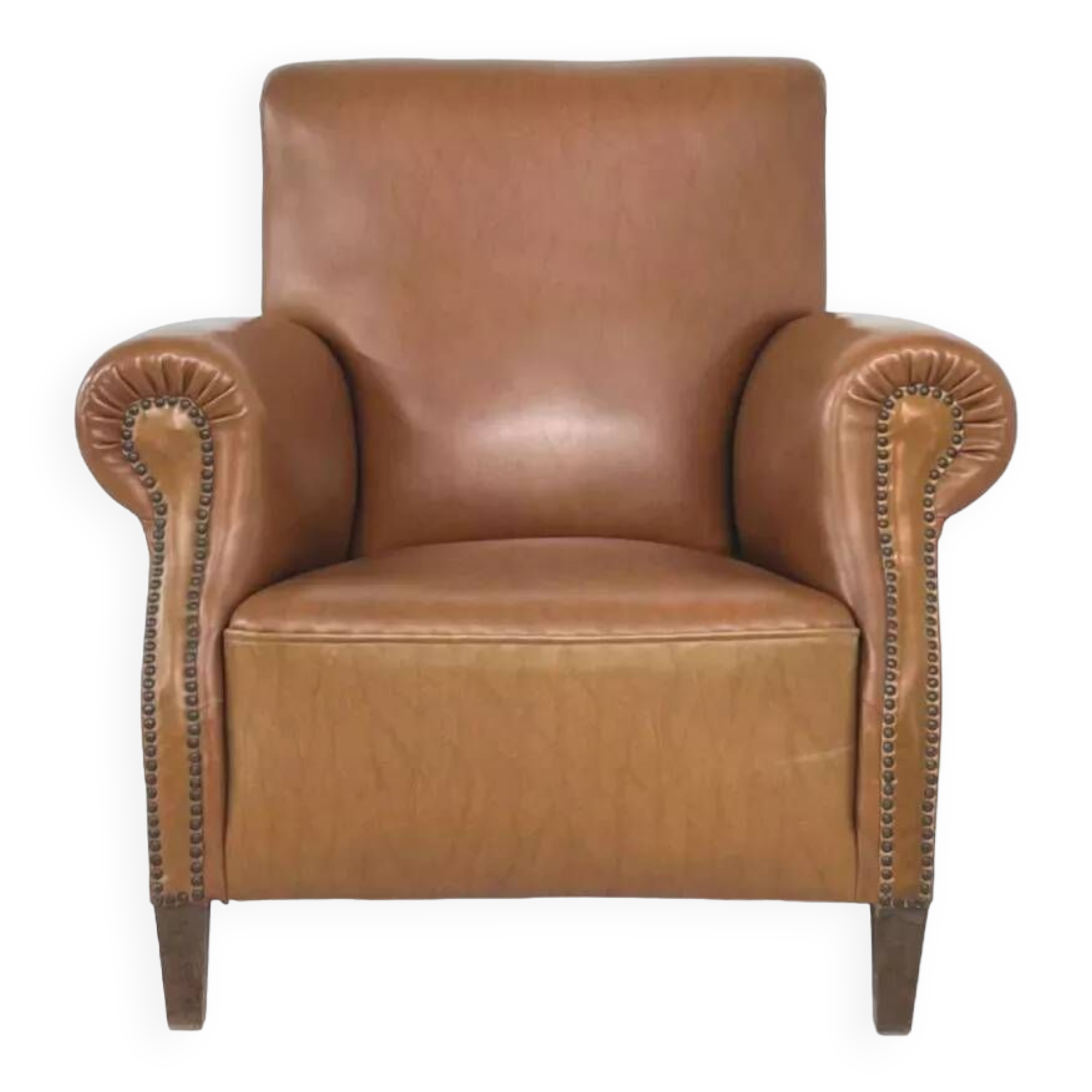 50s club armchair in imitation leather and wood