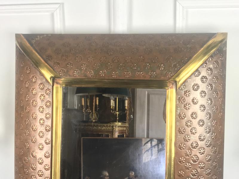 Mirror in metal and copper, dated around 1970 - 52 cm x 33 cm