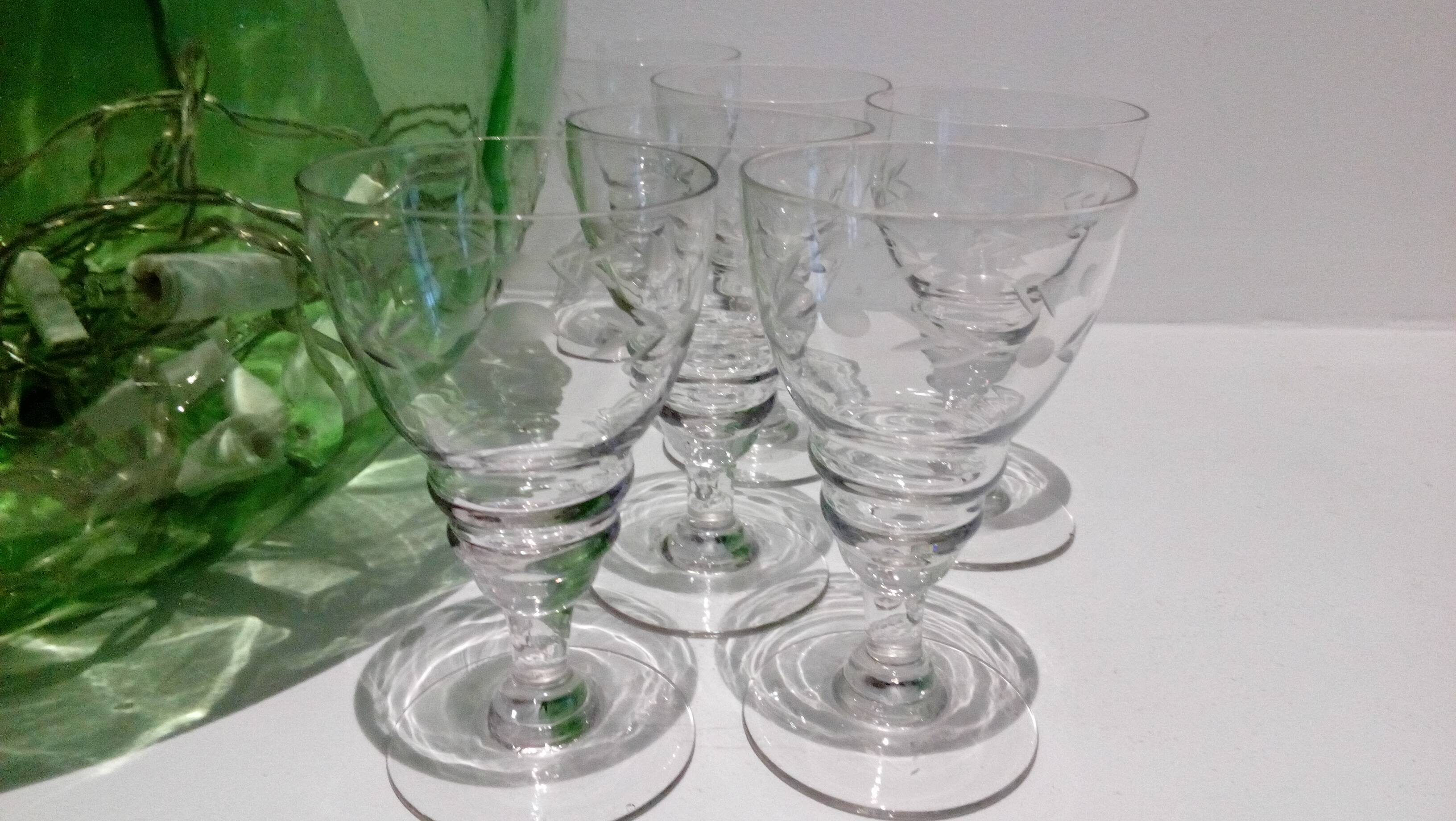 Set of 6 bistro glasses in cut glass