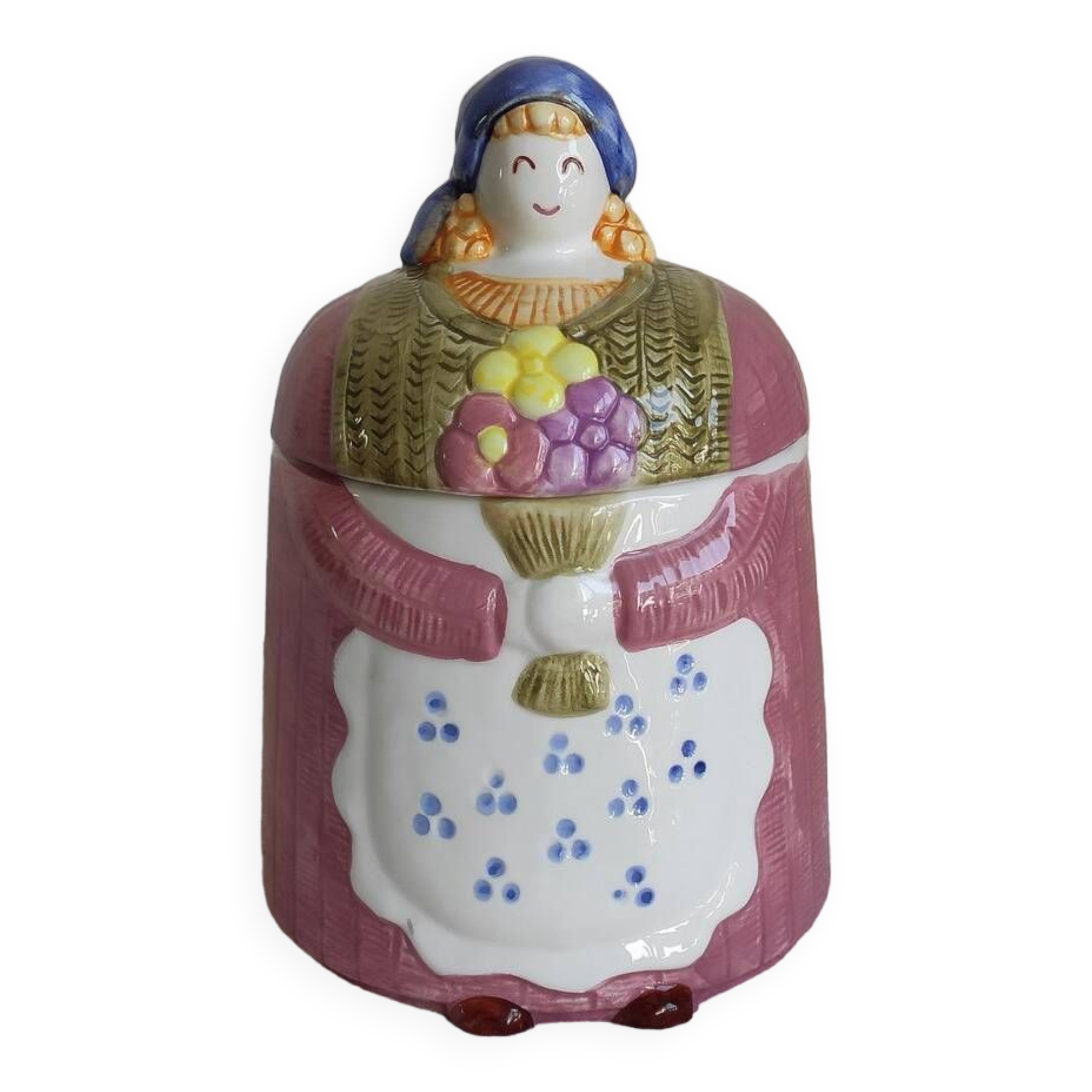 Pot slip woman with bouquet