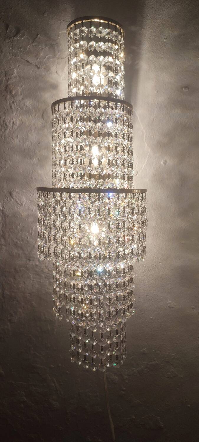 Pair of crystal appliques. France, 1970s.