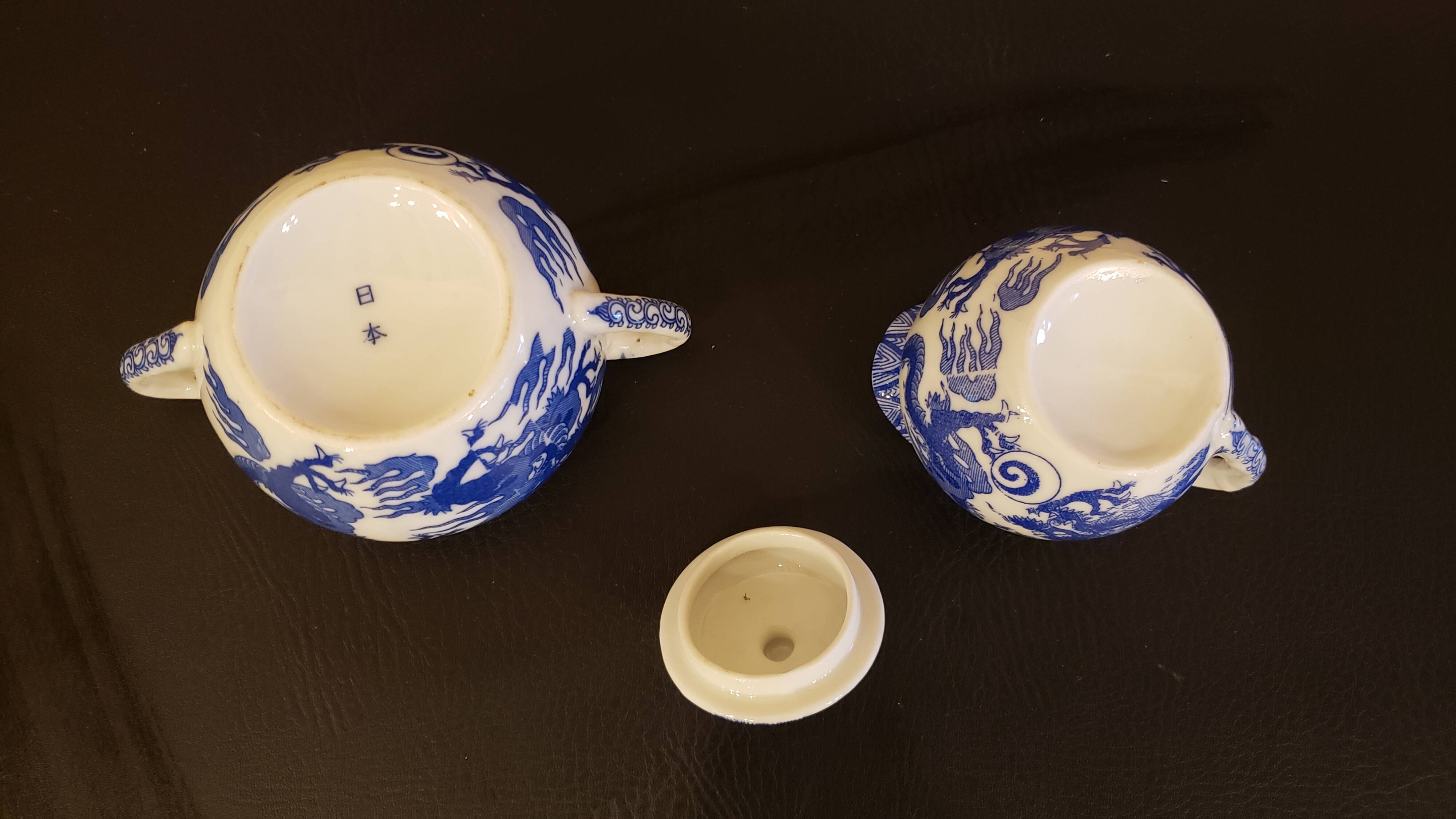 Japanese blue and white porcelain set
