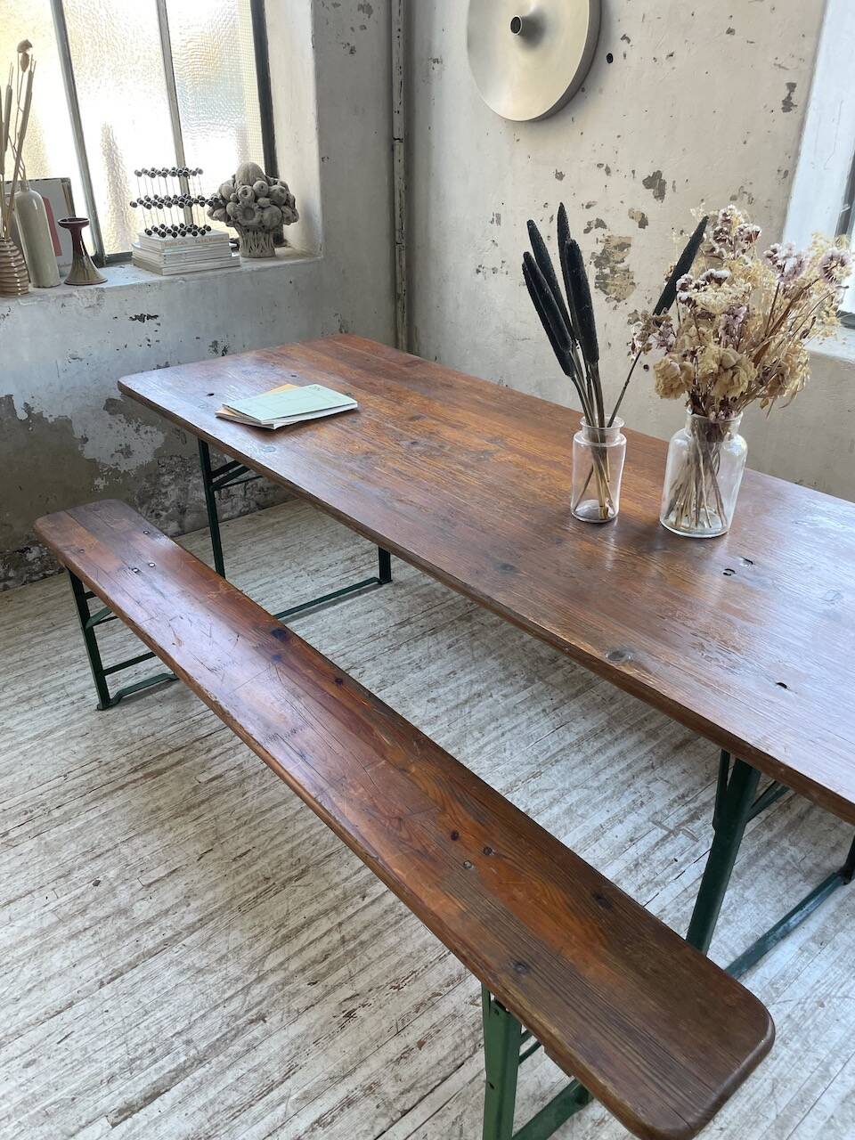 Guinguette table and its 2 benches