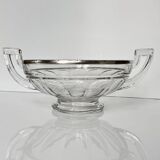 Val Saint Lambert Crystal Fruit Bowl | Silver Rim | Art Deco