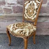 Set of 6 vintage Louis XV style French chairs, velvet upholstered, 1950s