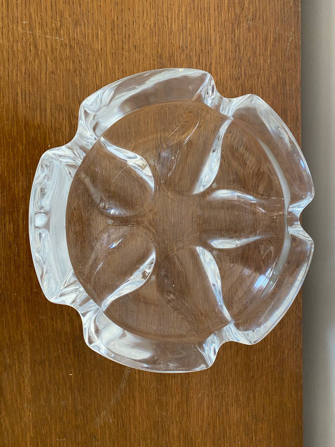 Pair of antique crystal ashtrays from Arques, France