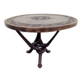 Table pliante en bois fait main vintage africain, années 1960