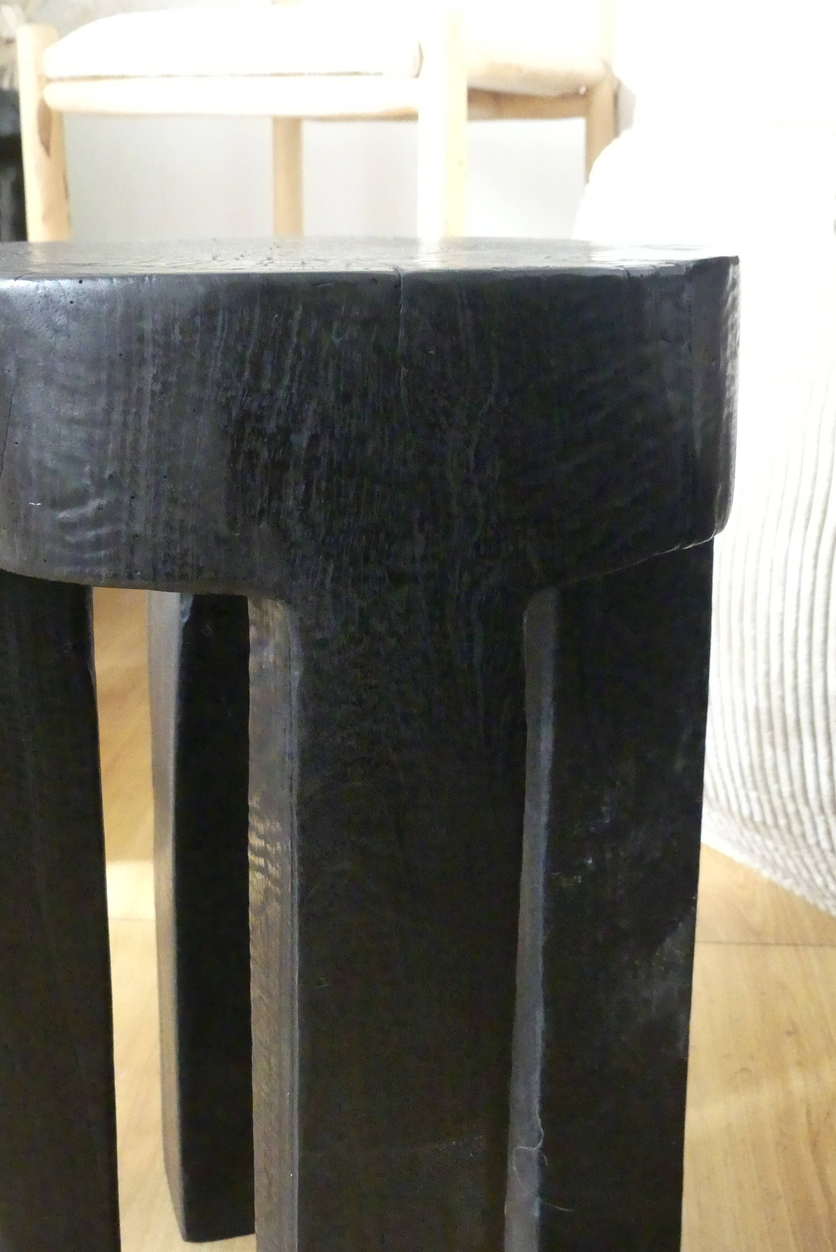 Black burnt teak stool