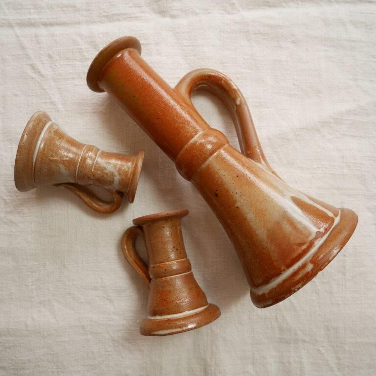 Set of 3 stoneware candle holders