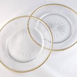 Pair of Louis XVI style forget-me-not dishes/plates in crystal mounted in solid silver and vermeil