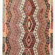 Pastel Tones Geometric Pattern Turkish Woven Wool Kilim Rug, 185x350 Cm