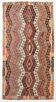 Pastel Tones Geometric Pattern Turkish Woven Wool Kilim Rug, 185x350 Cm