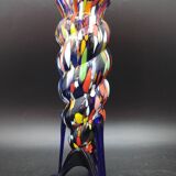 Spotted Glass Vase Borske Sklo Kralik Czech Cobalt Boheme Glass Art Deco 1930