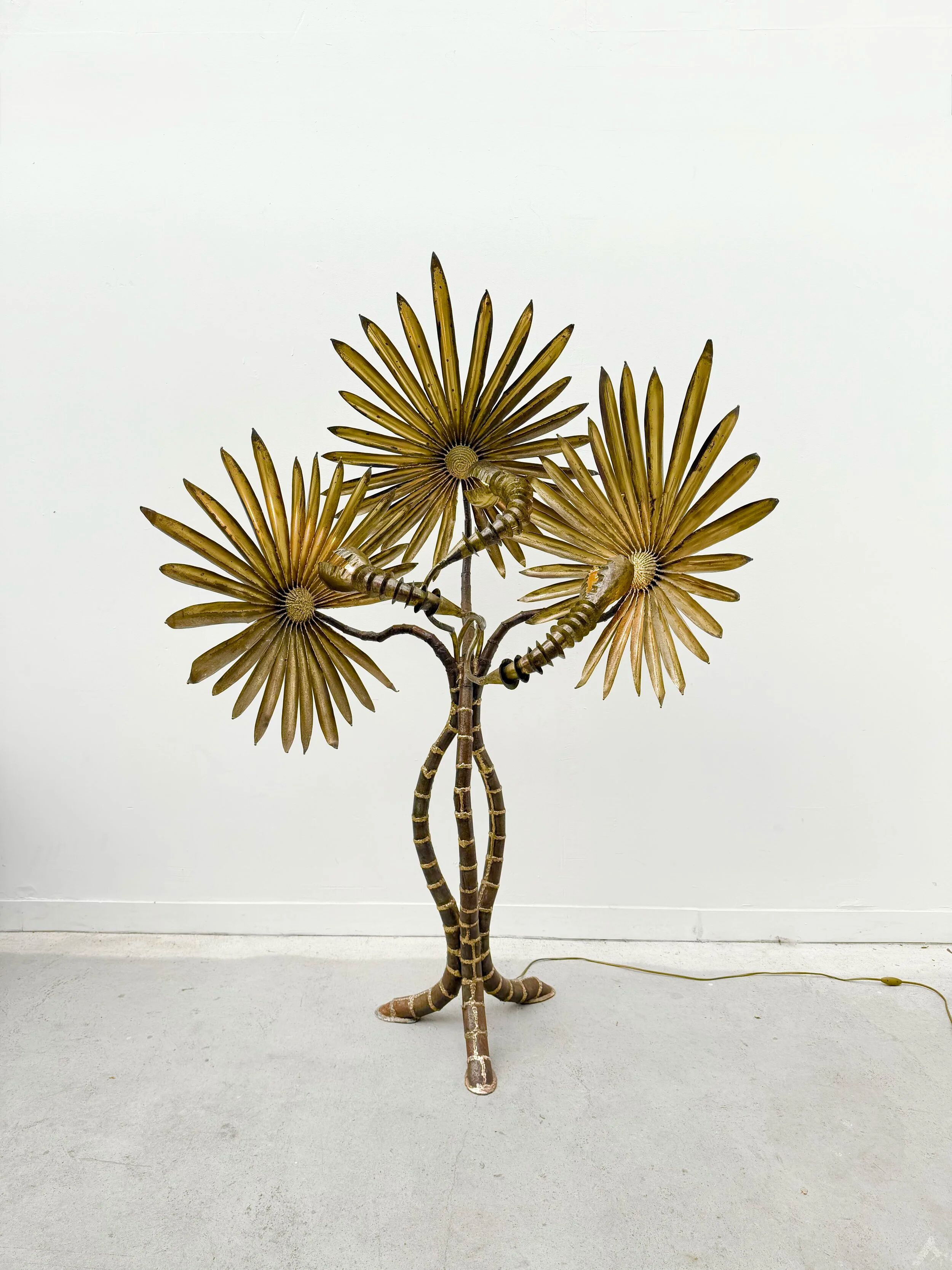 Palm tree floor lamp in brass, Italy 1970