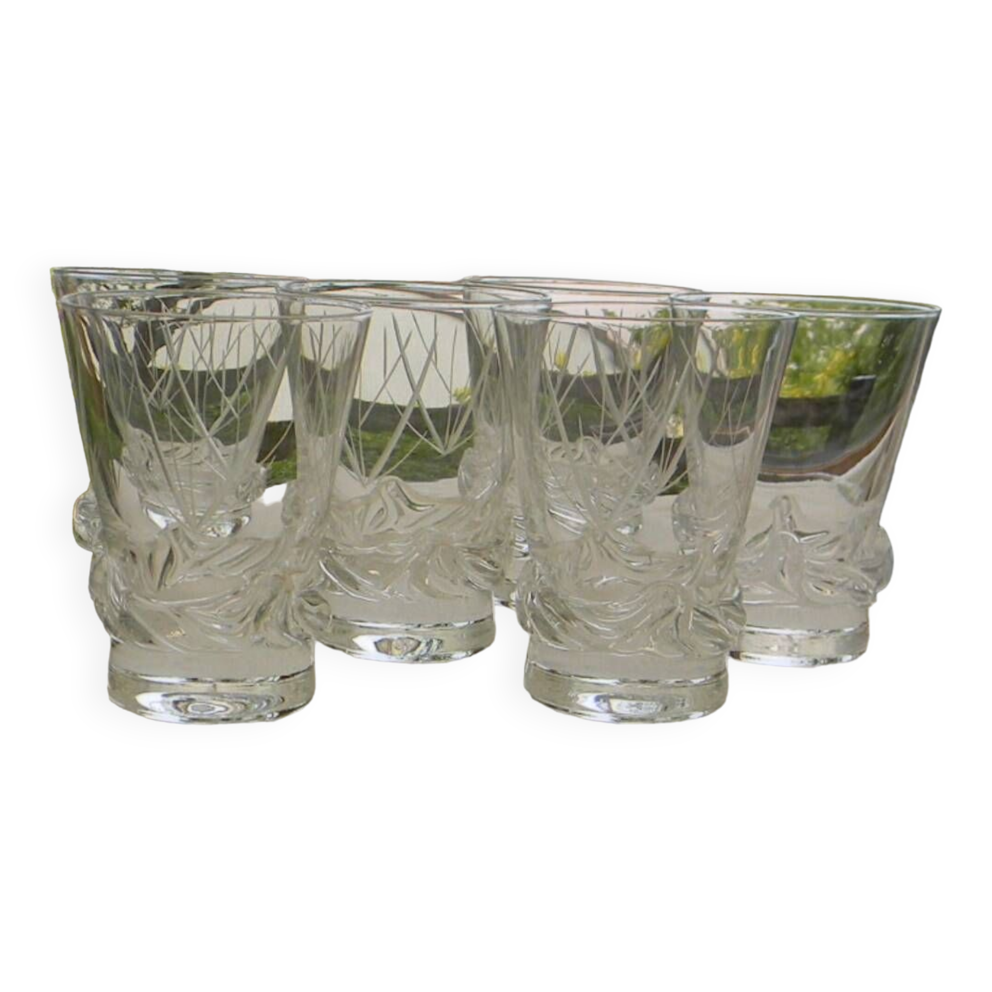 Set of 6 crystal wine glasses from daum, sorcy model.