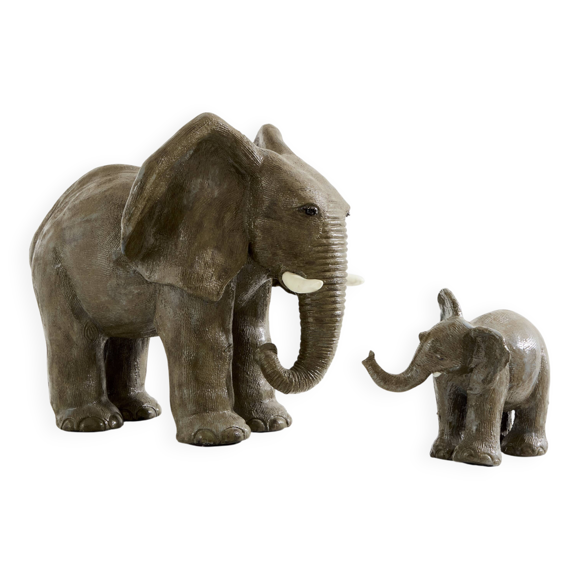 Valérie Courtet elephant sculptures in glazed sandstone circa 2010