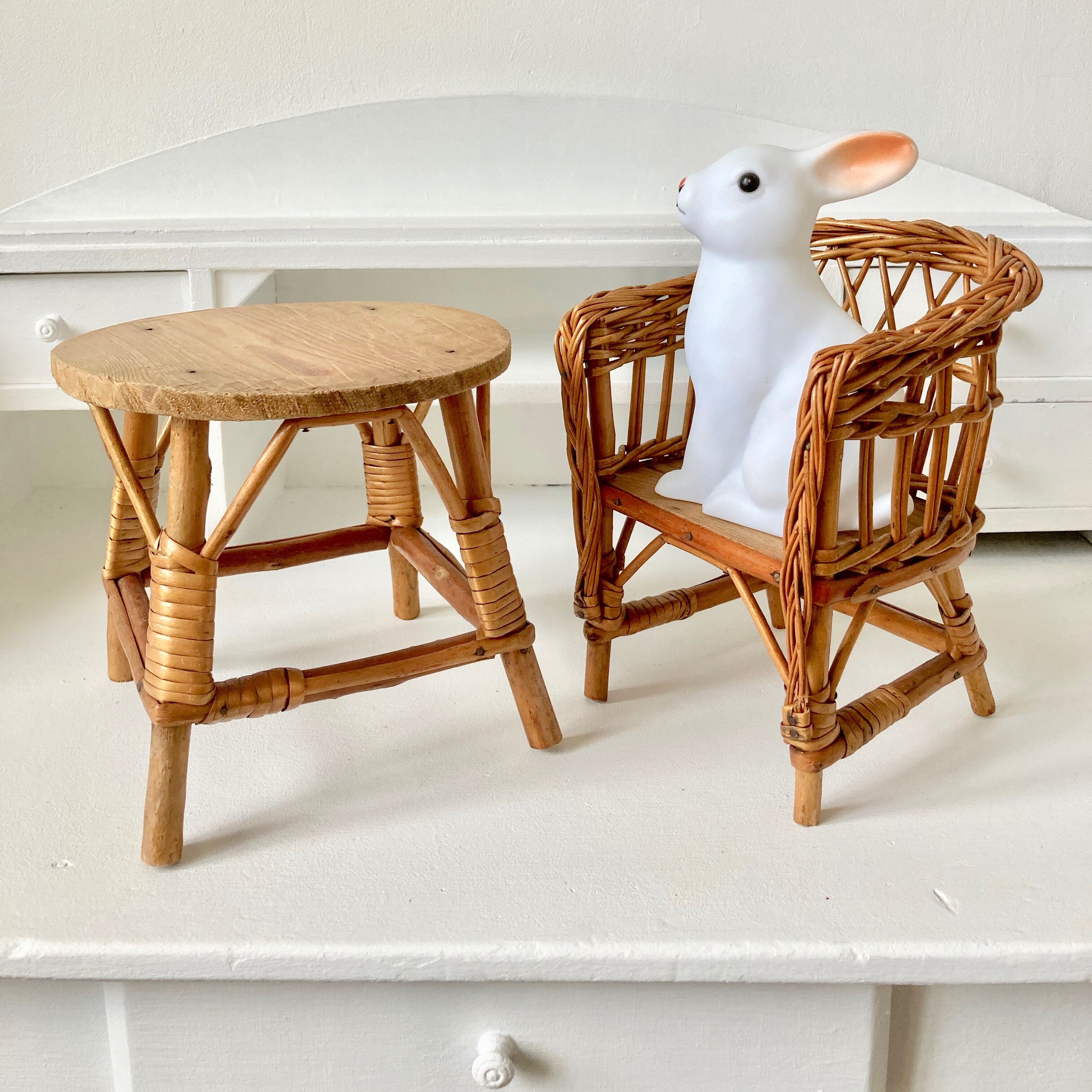 Vintage rattan furniture for doll