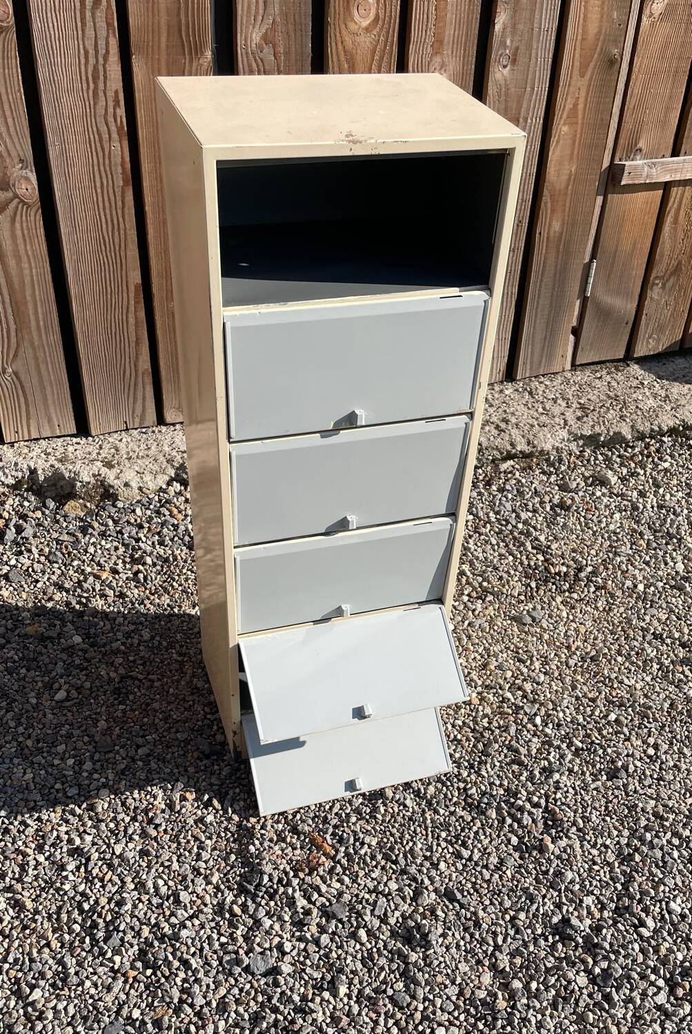 Industrial iron cabinet with flap