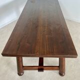 Old brutalist farm table designed by George Robert in pine from the 70s